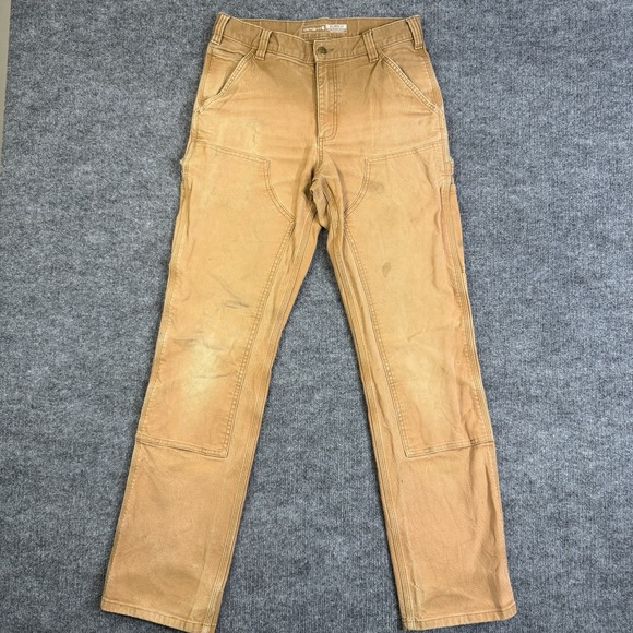 Carhartt Other - Carhartt Dungaree Pants Men 31x34 Brown Double Knee Canvas Utility Carpenter